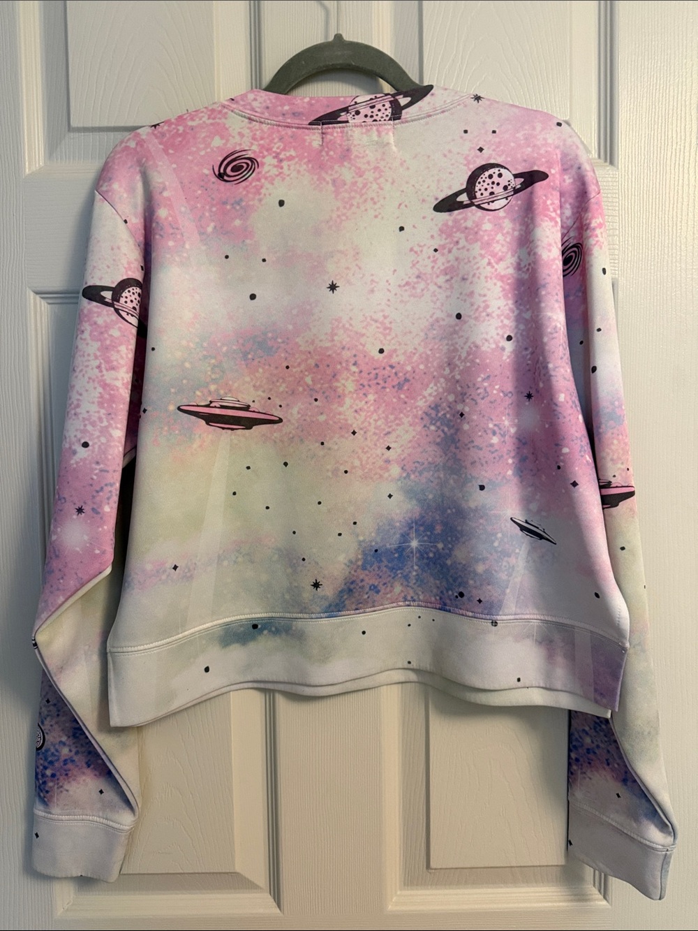Rare- Wildfox Pastel Galaxy UFO Print Cropped Crewneck Sweatshirt - Picture 4 of 4